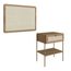 Kit Mesa e Cabeceira Solteiro Oslo Artesano MDP Hanover Palha Sintetica 1 Gaveta Base Madeira